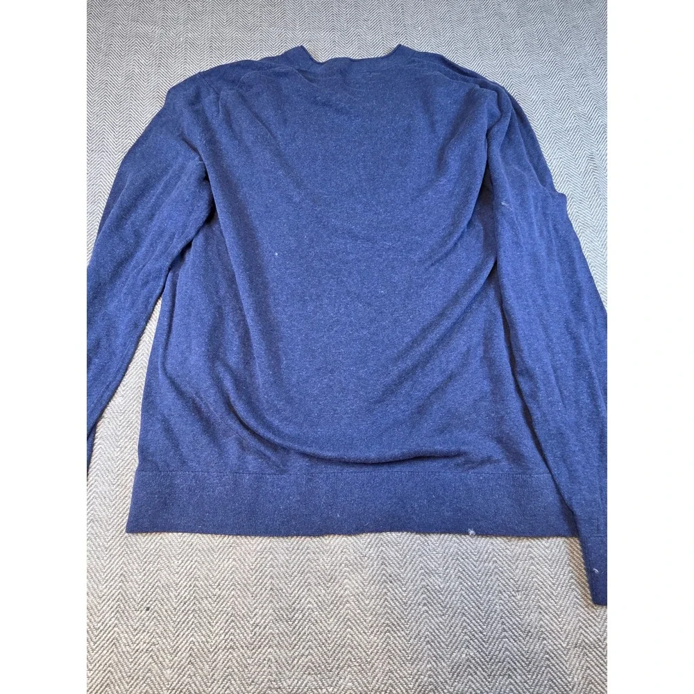 Banana Republic Mens Blue Heathered Crewneck Knit Sweater Ribbed Trim Size XL